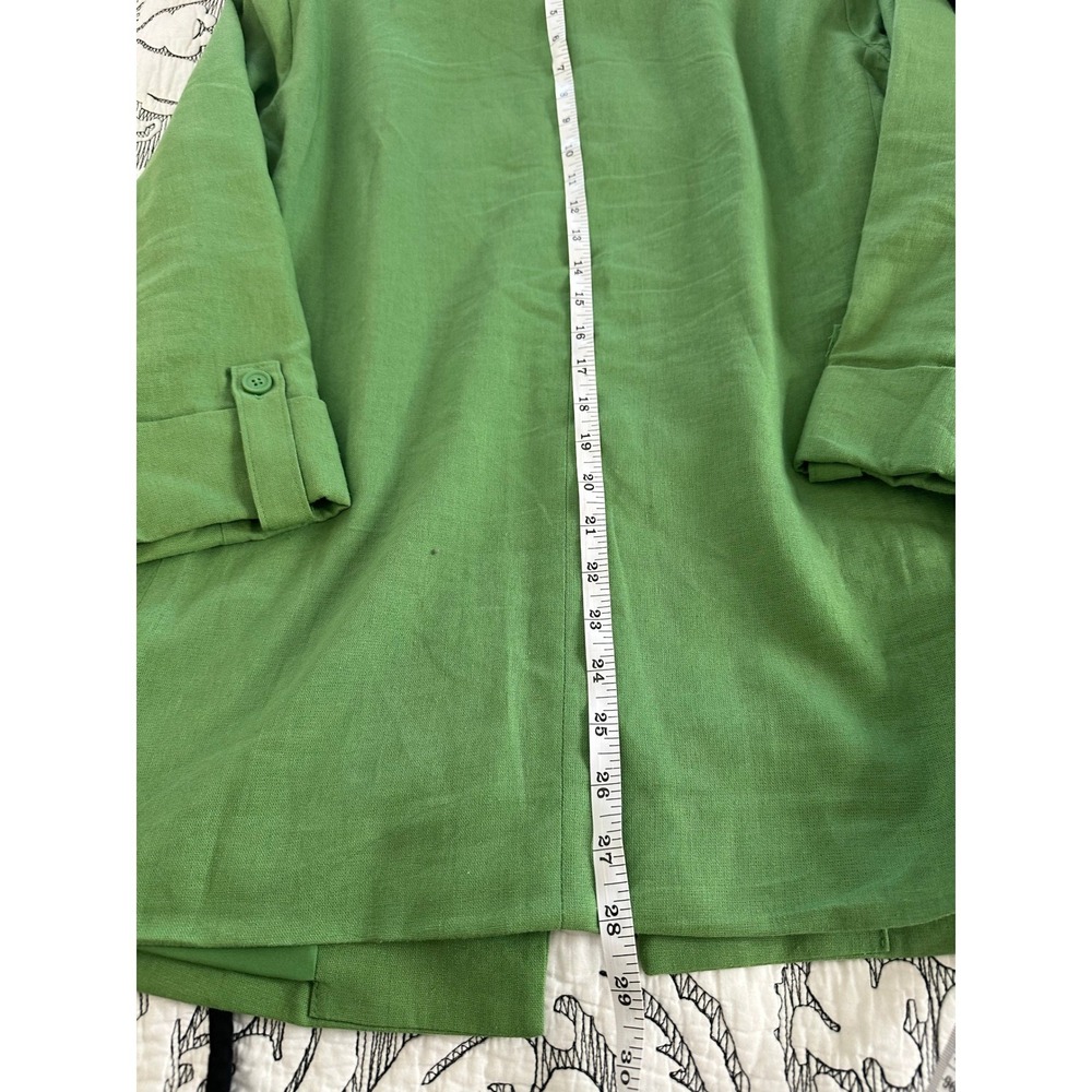Simply Vera Vera Wang‎ Womens Green Open Front Blazer Jacket linen - Picture 4 of 5